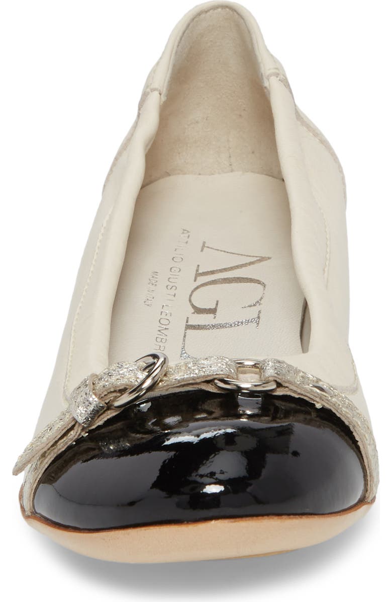 AGL Monika Cap Toe Ballet Flat, Alternate, color, Chalk-Gess-Gold