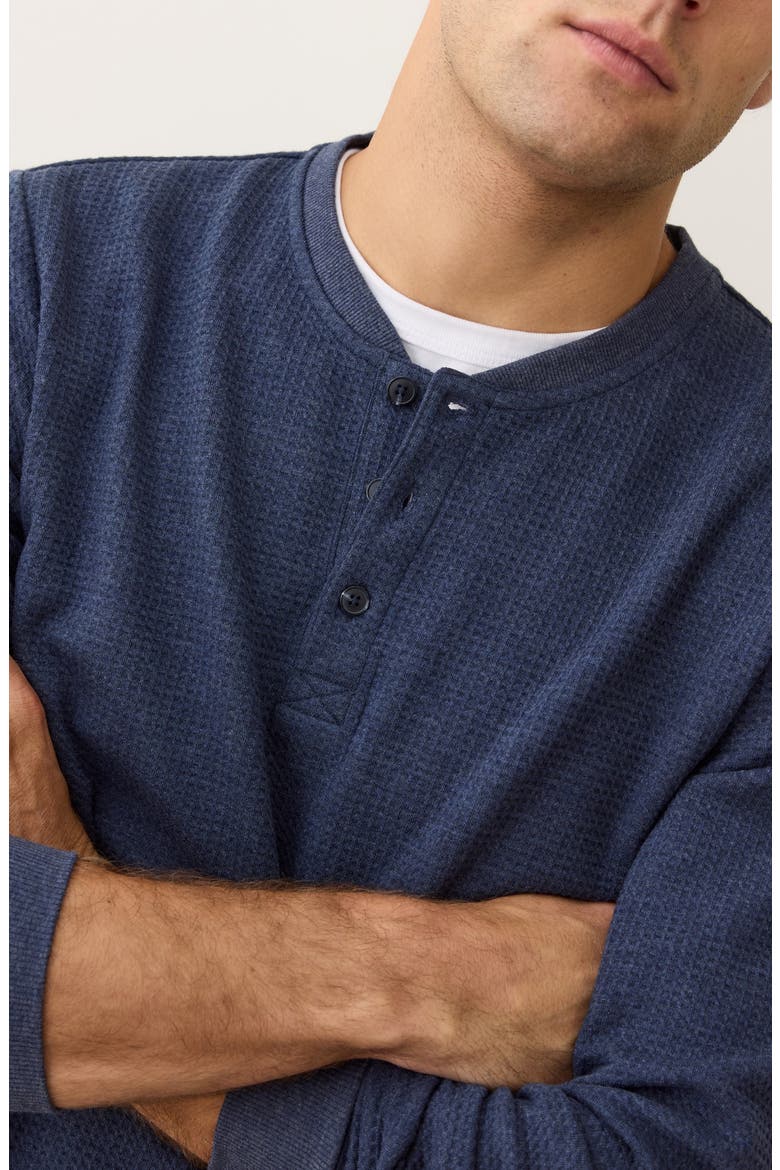 Long Sleeve Waffle Henley, Alternate, color, BLUE