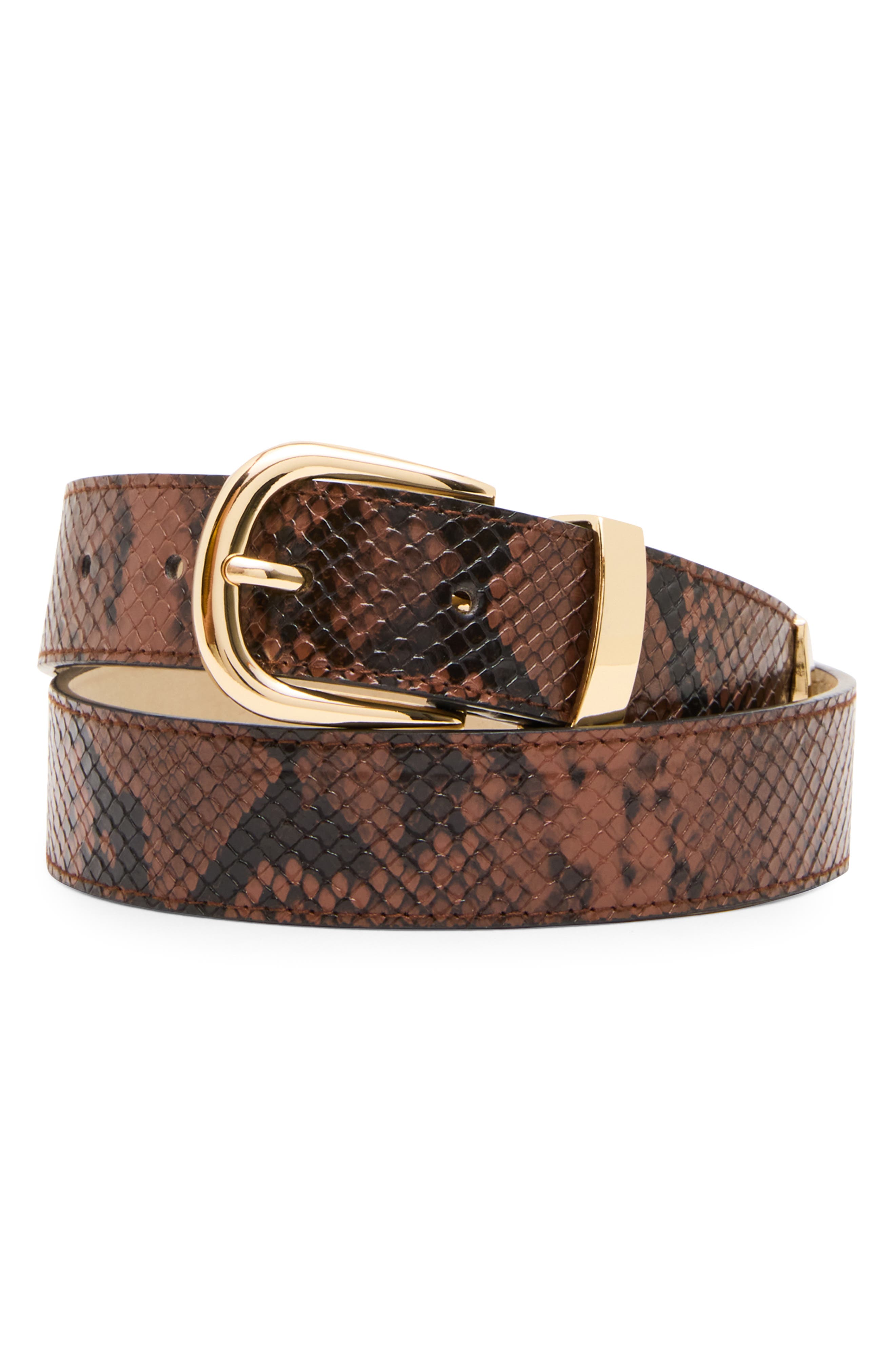 Snakeskin Print Faux Leather Belt