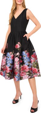 Ted Baker Placed Floral Sleeveless Jacquard Midi Dress
