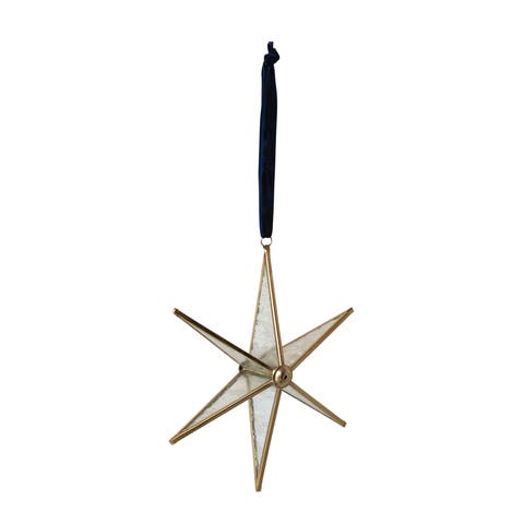 Glass & Brass Star Ornament with Velvet Hanger