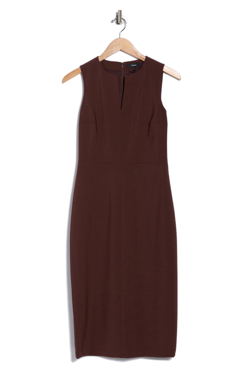 Theory Miyani Sevona Wool Blend Midi Sheath Dress, Alternate, color, Copper Rust