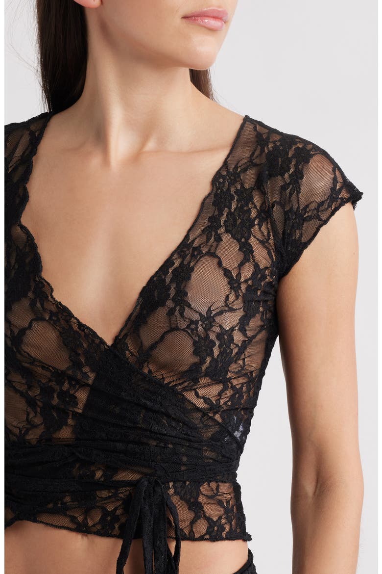Sheer Lace Wrap Top, Alternate, color, BLACK
