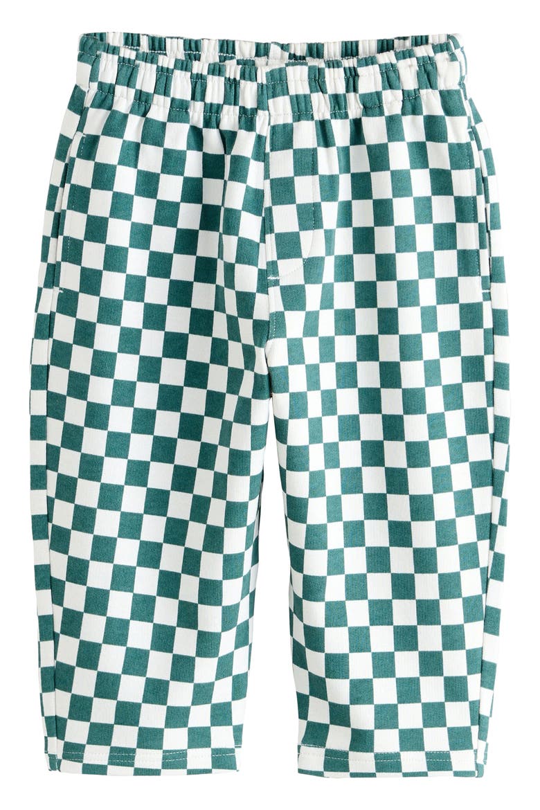 Kids' Check Knit Cotton Drawstring Pants, Main, color, GREEN MULTI