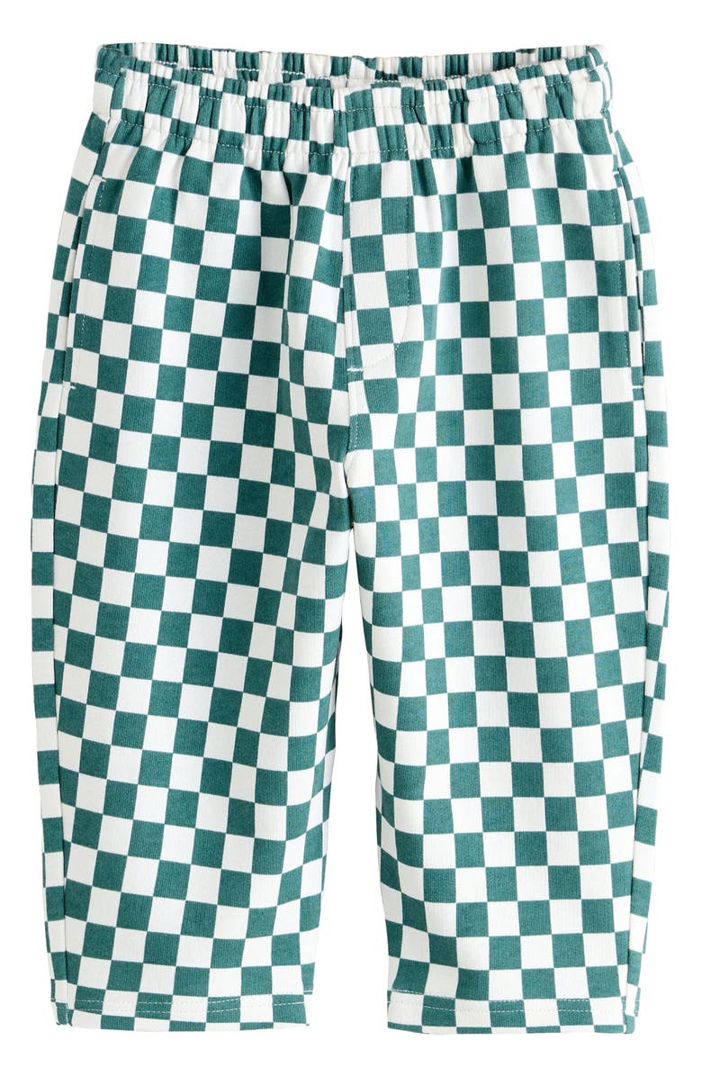 NEXT Kids' Check Knit Cotton Drawstring Pants, Main, color, Green Multi