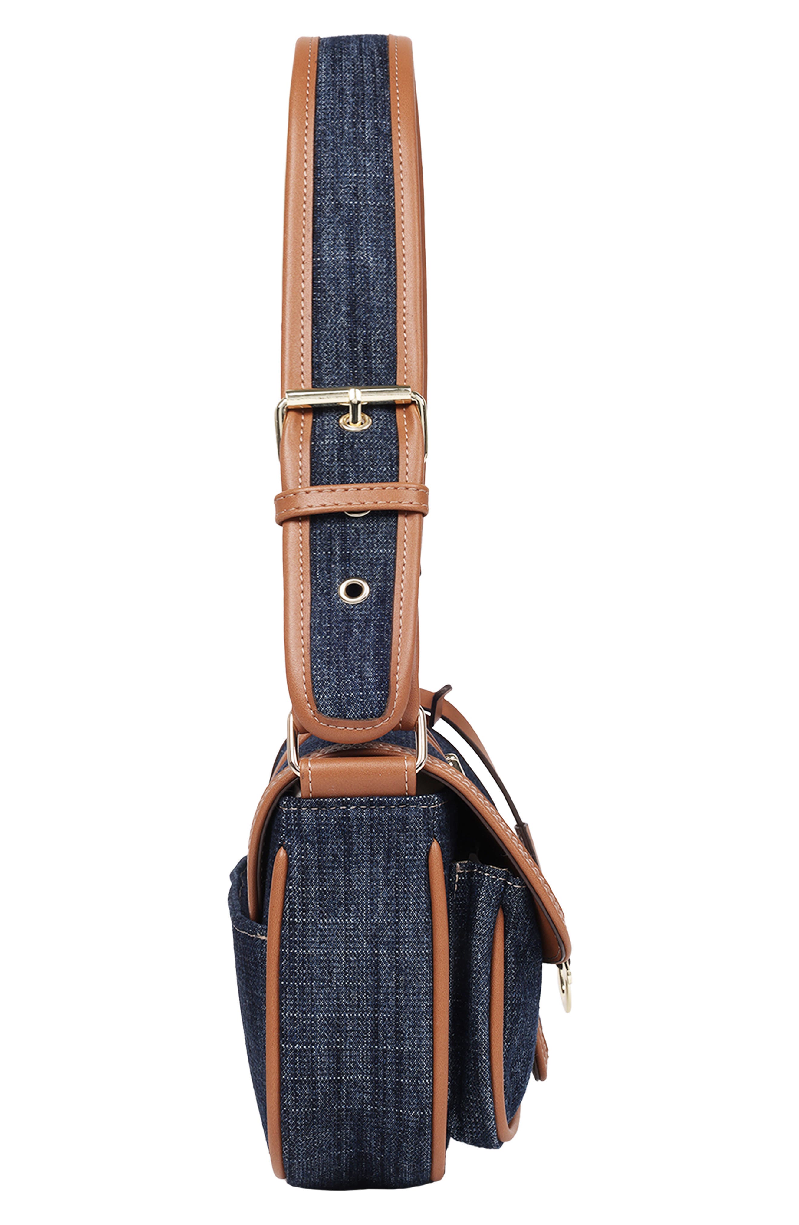 True Religion Double Pocket Denim Satchel, Alternate, color, 