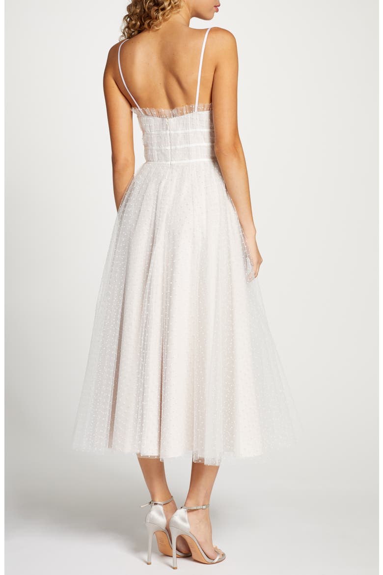 Veronica Swiss Dot Tea Length Wedding Dress, Alternate, color, IVORY/ BLUSH