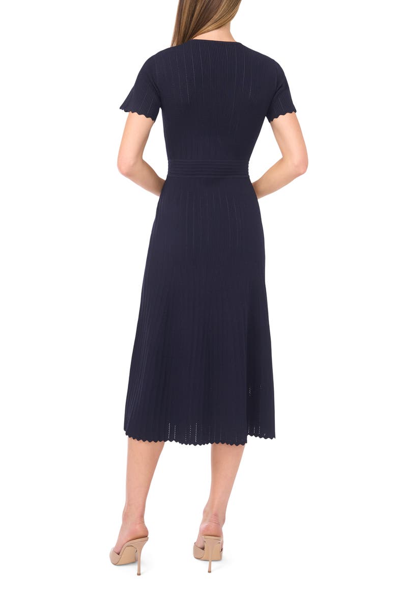 Pointelle Short Sleeve Midi Dress, Alternate, color, NAVY DREAM