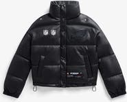 Off Season Women's Black Philadelphia Eagles Faux Leather Puffer Jacket