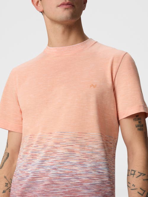 Missoni Crewneck T-shirt In Slub Cotton And Linen With Zigzag Embroidery In Orange & Red