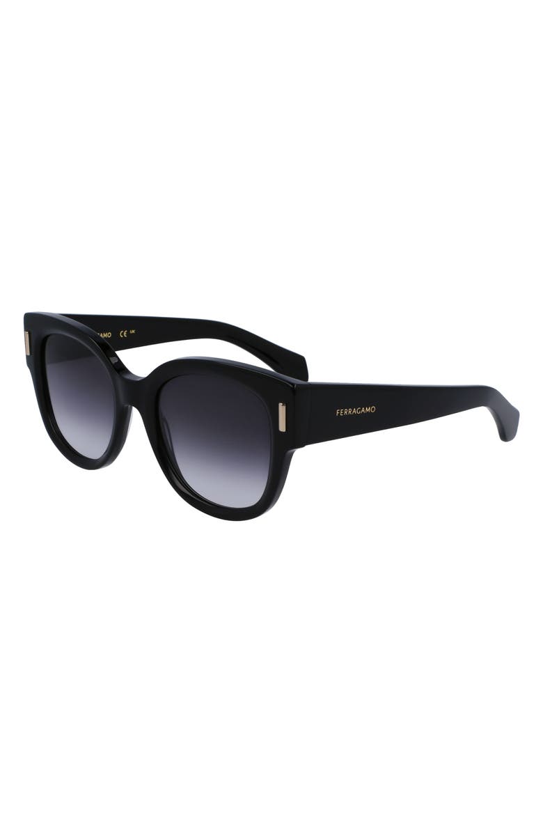 FERRAGAMO Rivets Tea Cup 51mm Butterfly Sunglasses, Alternate, color, Black