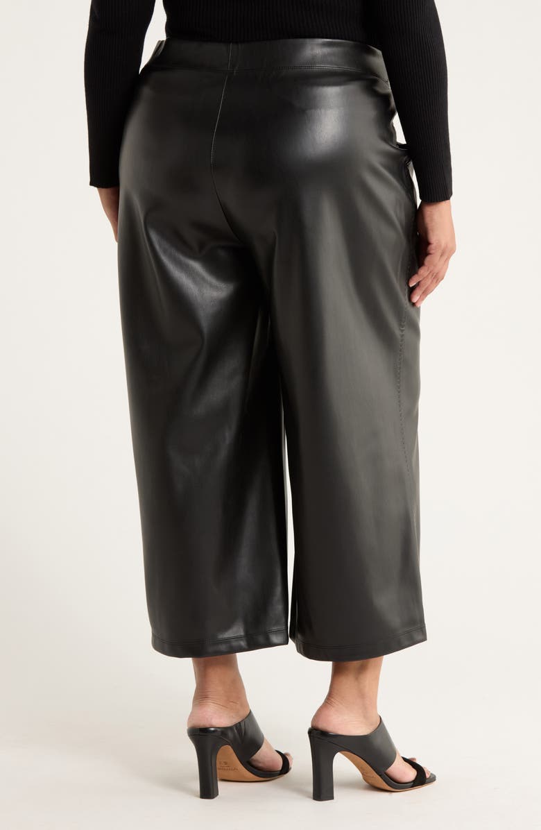 MAX STUDIO Crop Wide Leg Faux Leather Pants, Alternate, color, Black