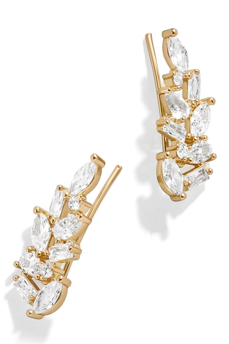 Louisa Cubic Zirconia Ear Crawlers, Main, color, GOLD