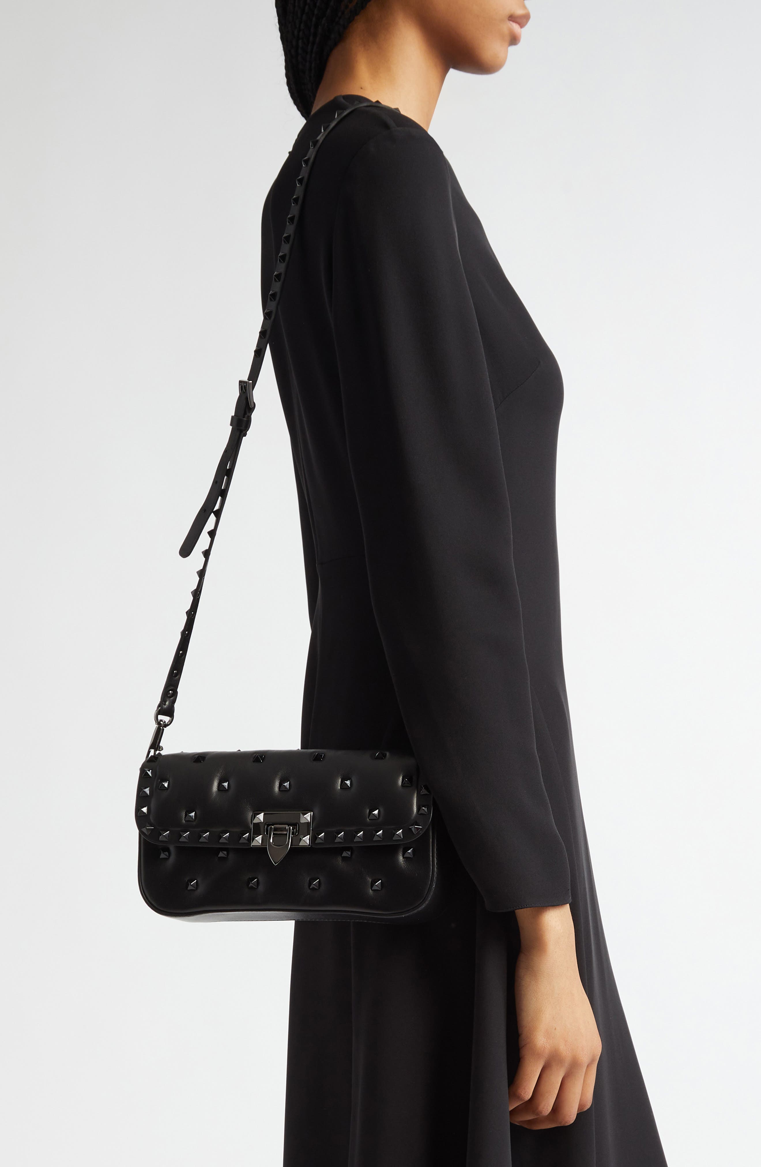 Valentino Garavani Rockstud Leather Shoulder Bag, Alternate, color, 