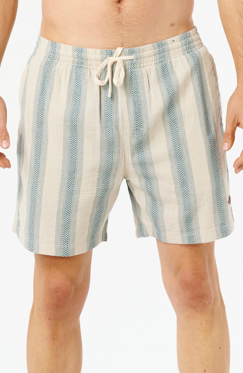 Rip Curl Classic Surf Weaver Stripe Cotton Drawstring Shorts, Main, color, Vintage White