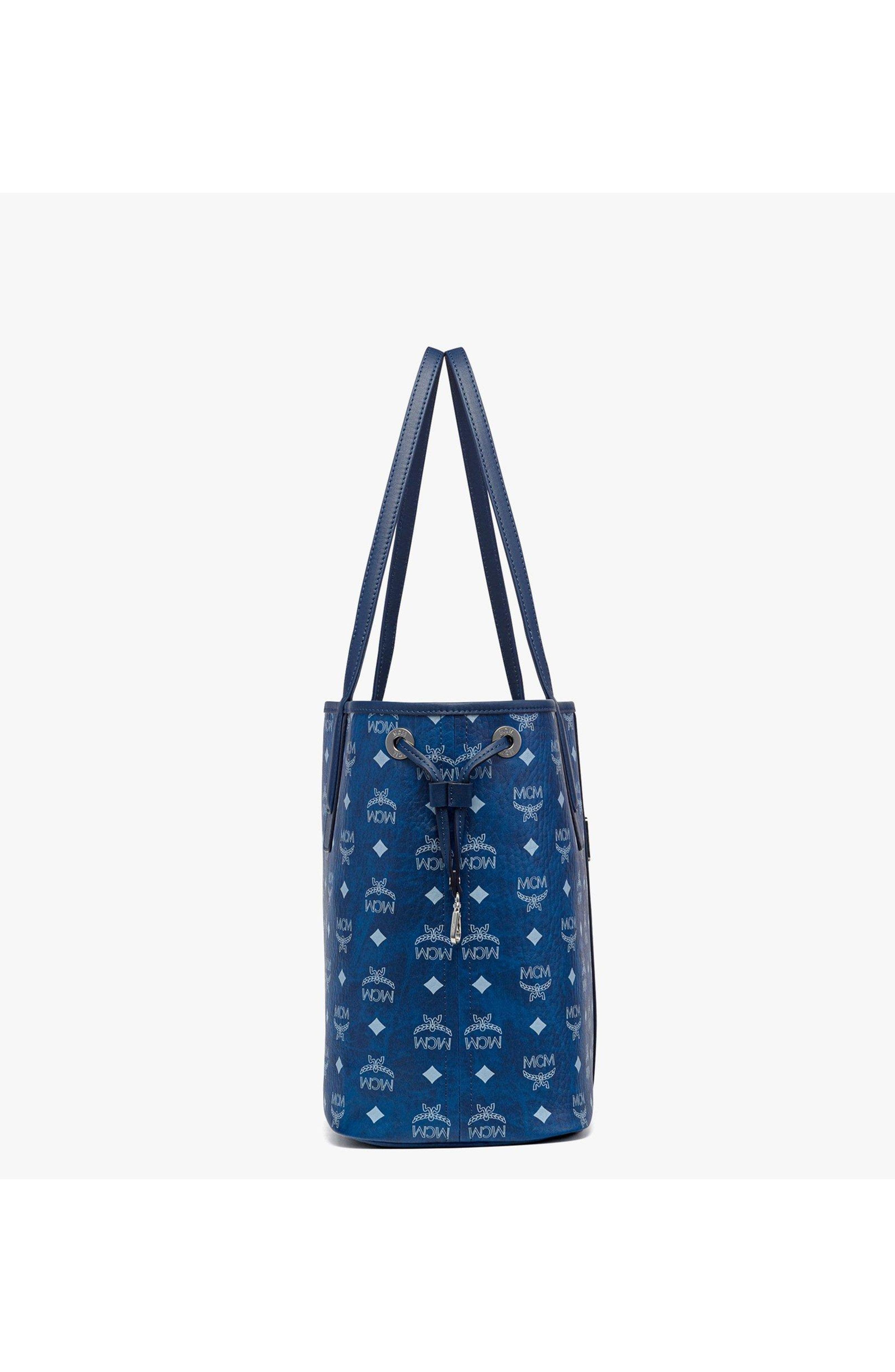 MCM Medium Liz Shopper in Visetos, Alternate, color, Blue Visetos