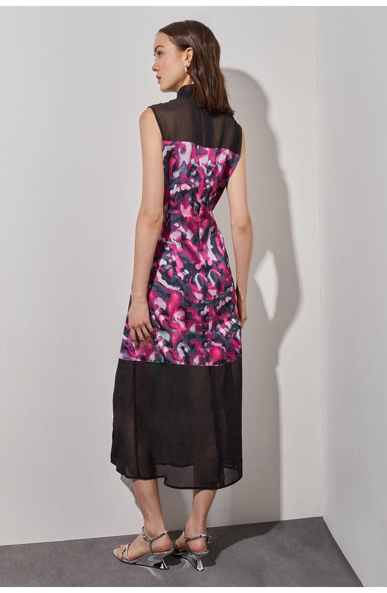 Ming Wang Floral Midi Sheath Dress, Alternate, color, Mulberry/Granite/Black/Ivory