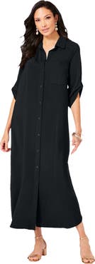 Roaman's Collared Button Front Dress