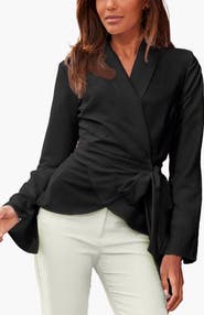 LASCANA Women's Lapel Wrap Blouse
