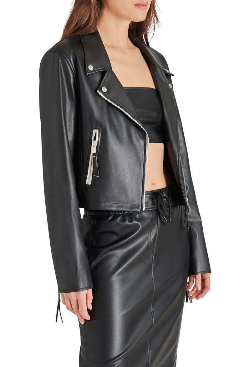 Vinka Faux Leather Moto Jacket, Alternate, color, BLACK