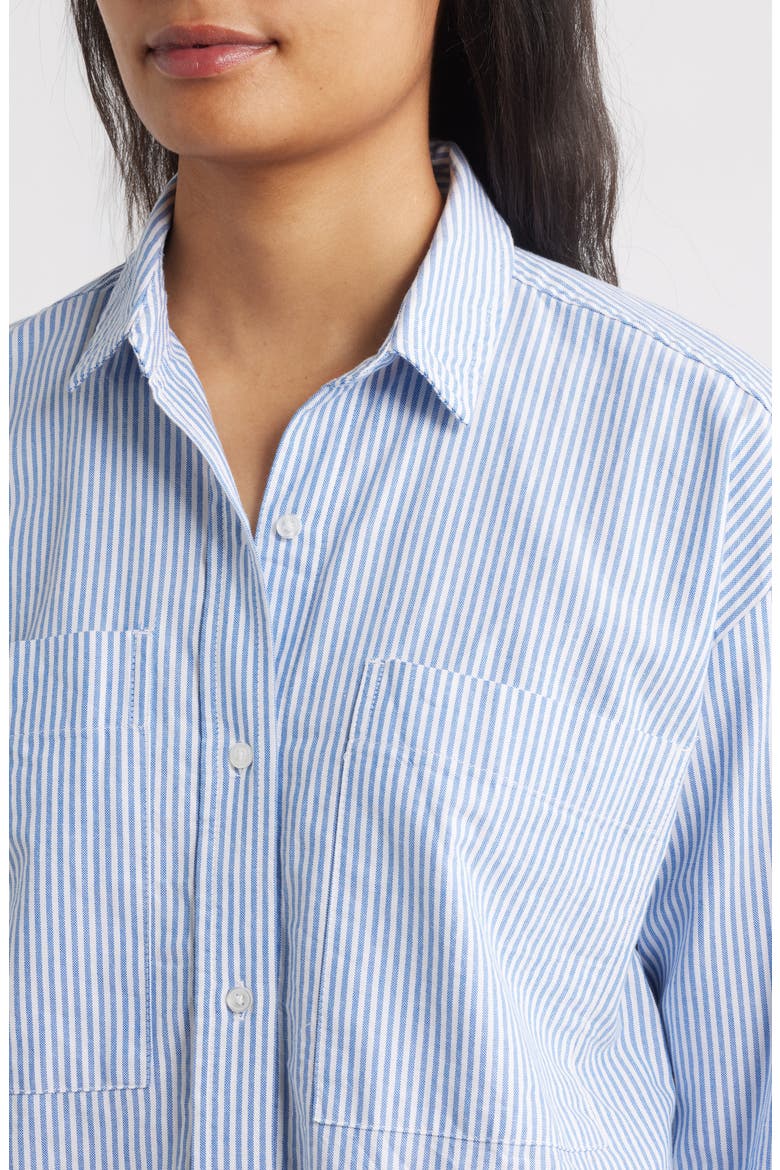 Everly Stripe Cotton Button-Up Shirt, Alternate, color, BAY BLUE