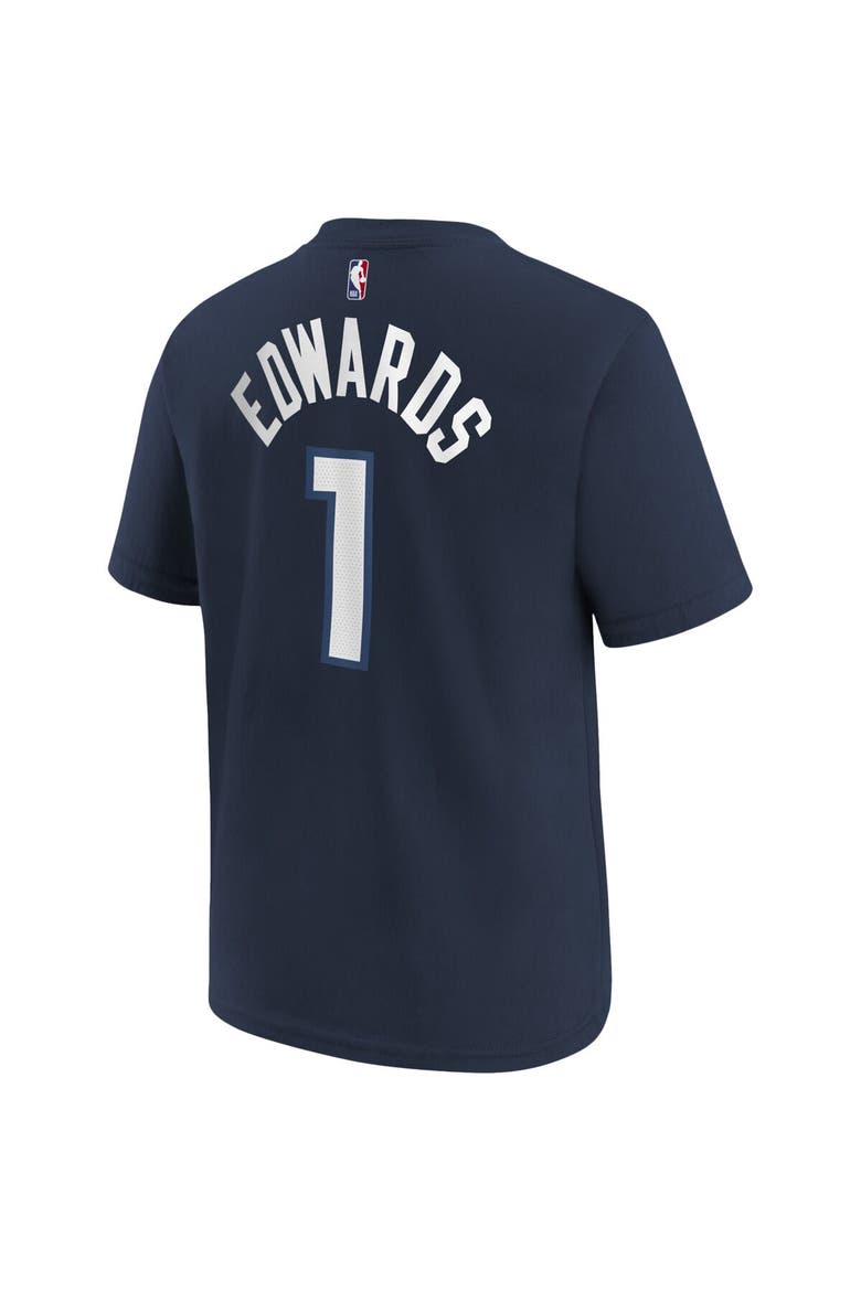 Youth Anthony Edwards Navy Minnesota Timberwolves Icon Name & Number T-Shirt, Alternate, color, Navy