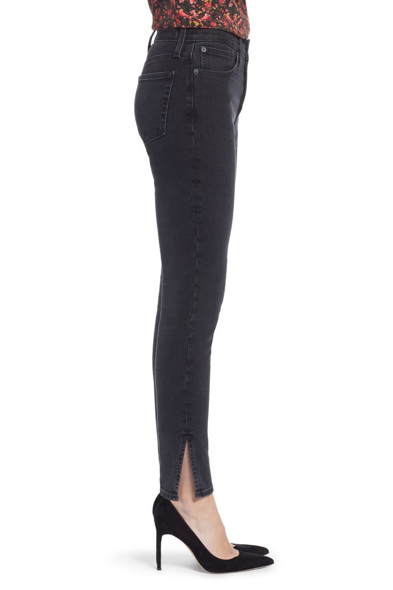 Slit Hem Skinny Jeans (Nordstrom Exclusive), Alternate, color, BLACK DARK VINTAGE