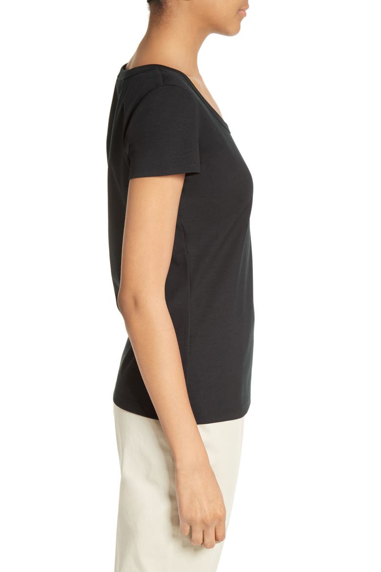 Scoop Neck Cotton Tee, Alternate, color, BLACK