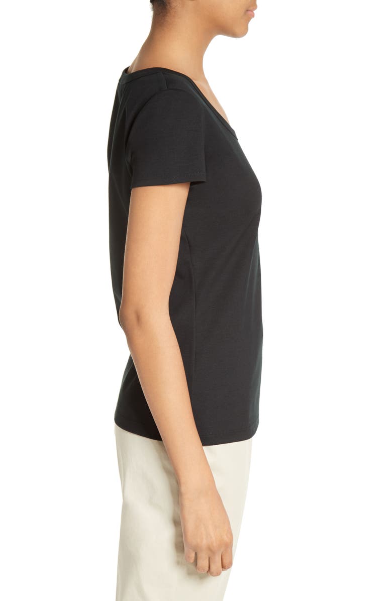 Lafayette 148 New York Scoop Neck Cotton Tee, Alternate, color, Black