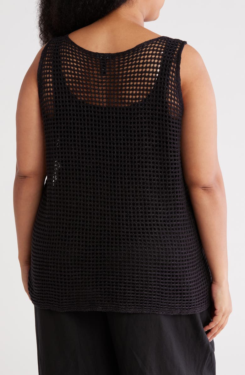 Eileen Fisher Open Stitch Organic Cotton Sleeveless Sweater, Alternate, color, Black