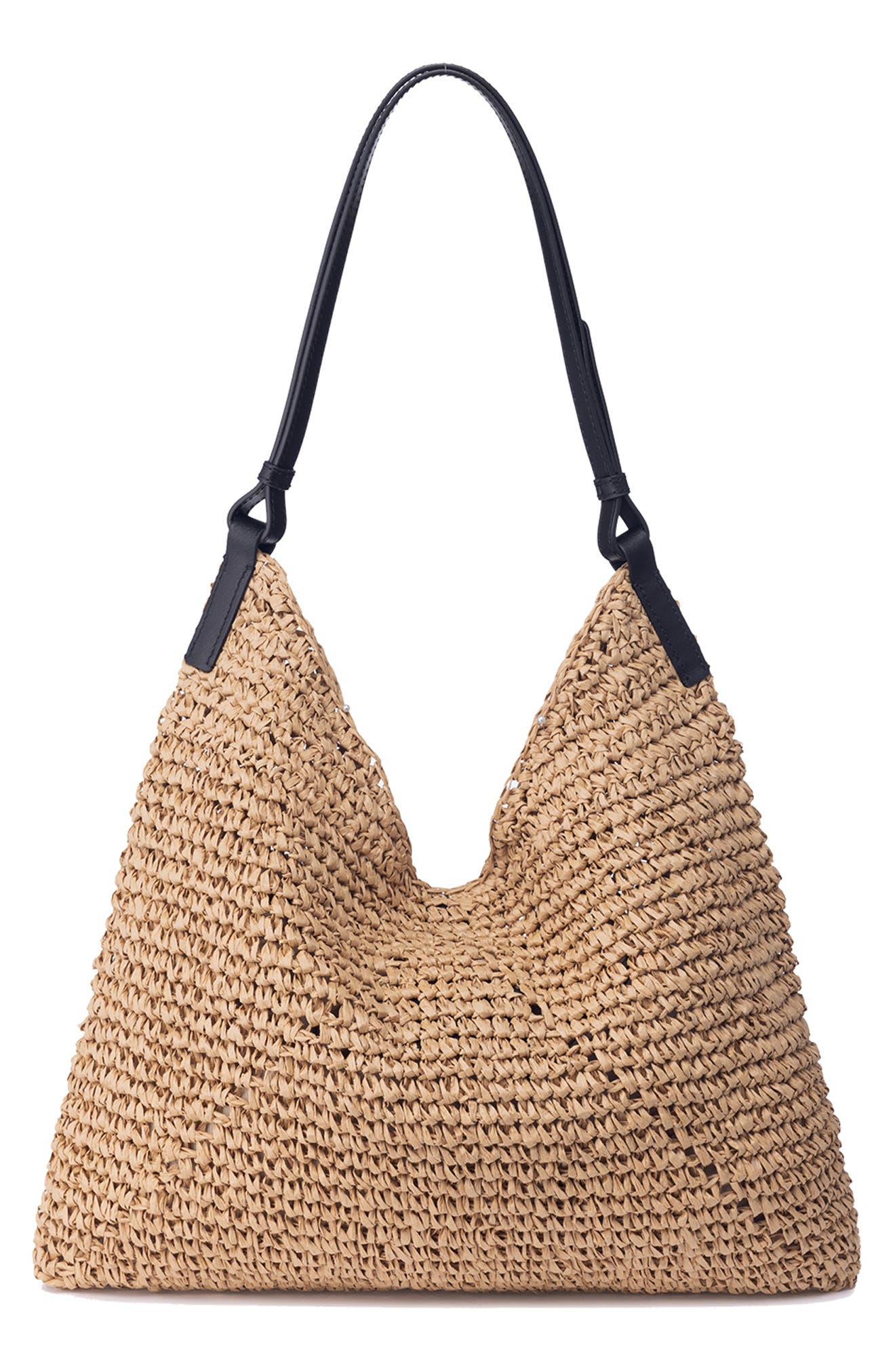 Raffia Triangle Shoulder Bag, Alternate, color, NATURAL