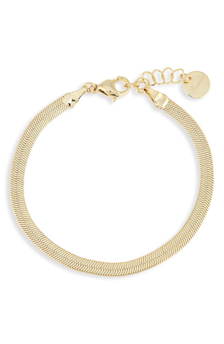 THE SIS KISS Skinny Herringbone Chain Bracelet, Main, color, Gold