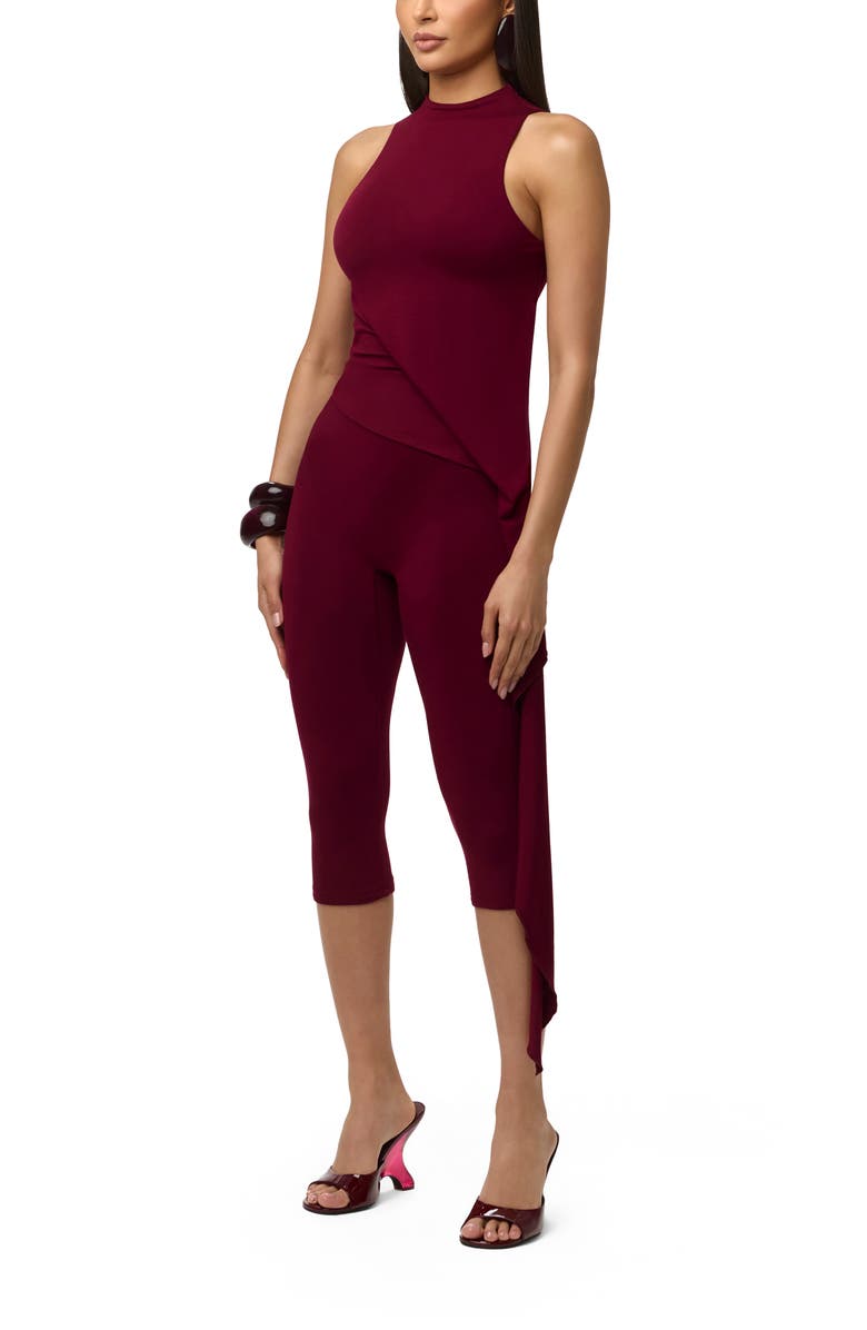 Naked Wardrobe Asymmetric Body-Con Top, Alternate, color, Sangria
