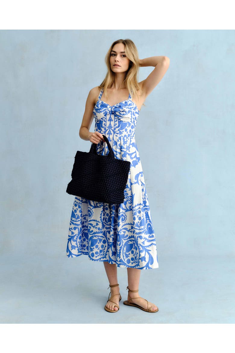 Ingrid Printed Midi Dress, Alternate, color, Provence Blue