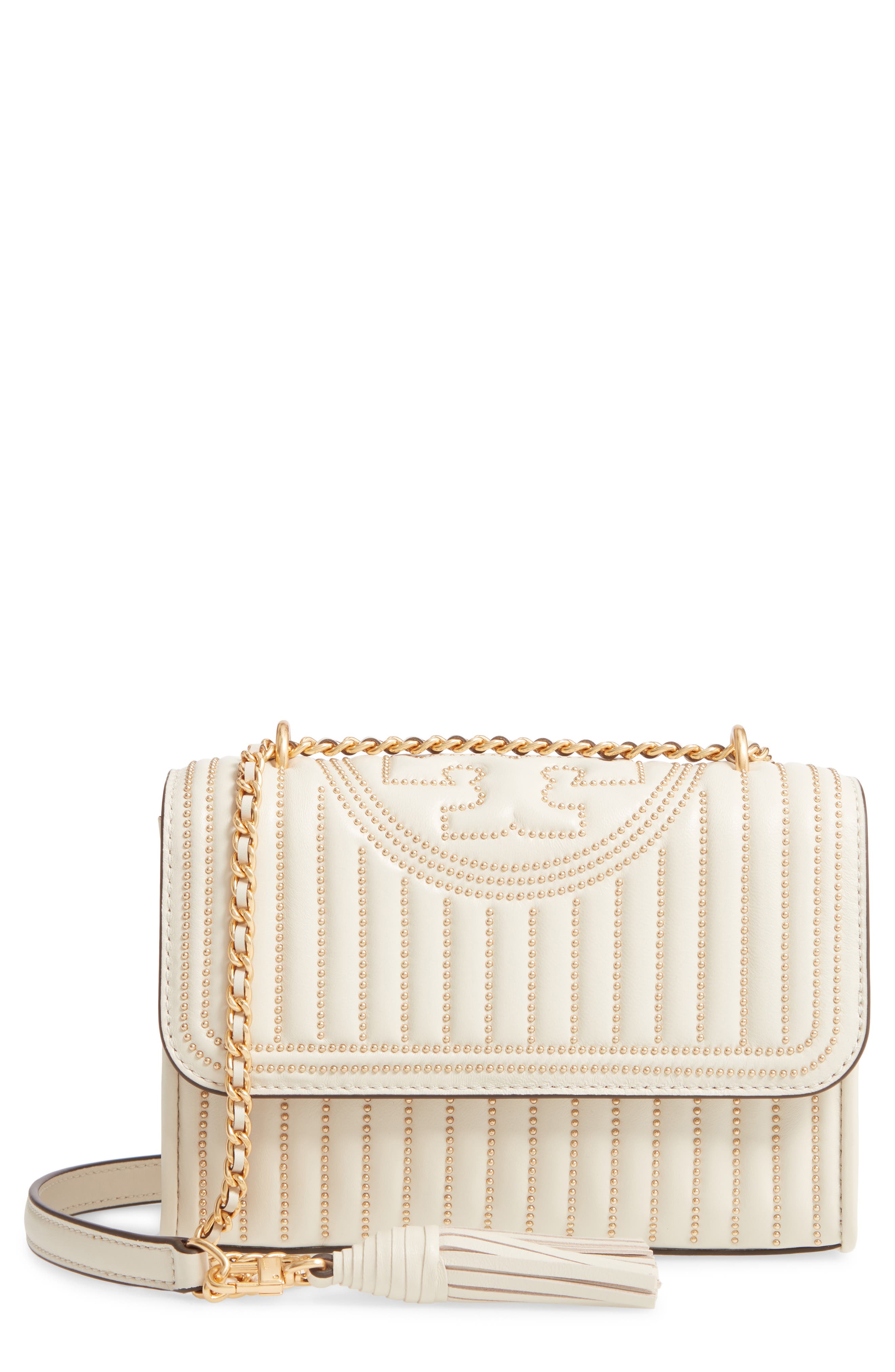 Small Fleming Studded Leather Convertible Shoulder Bag, Main, color, BIRCH / GOLD