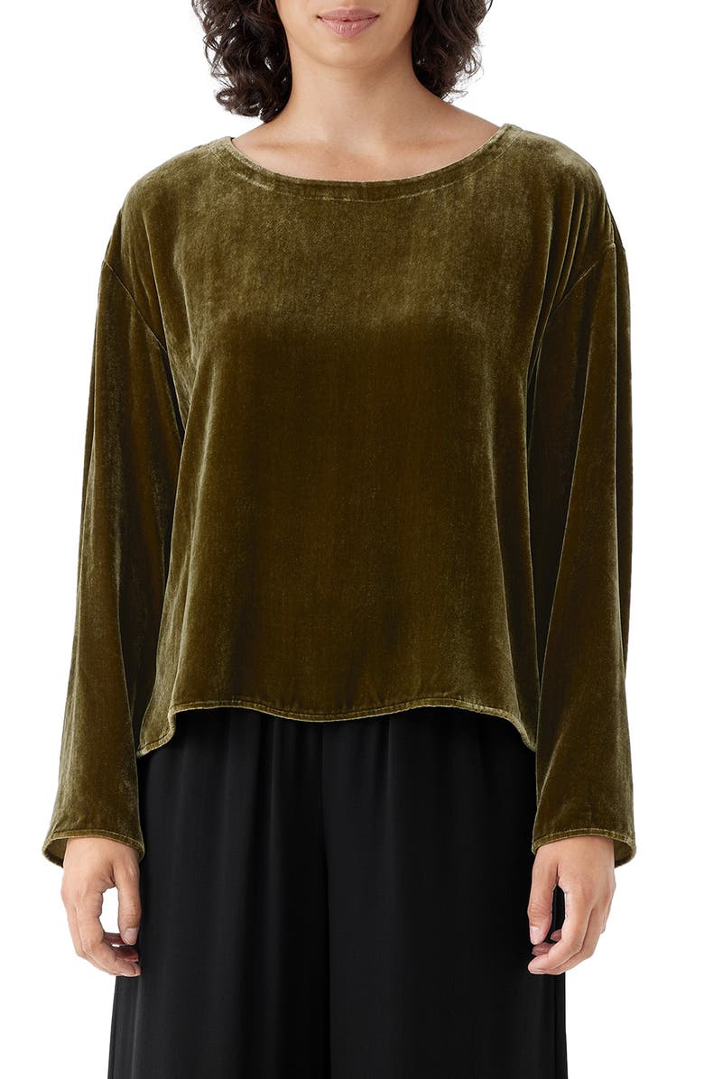 Eileen Fisher Ballet Neck Velvet Top, Main, color,