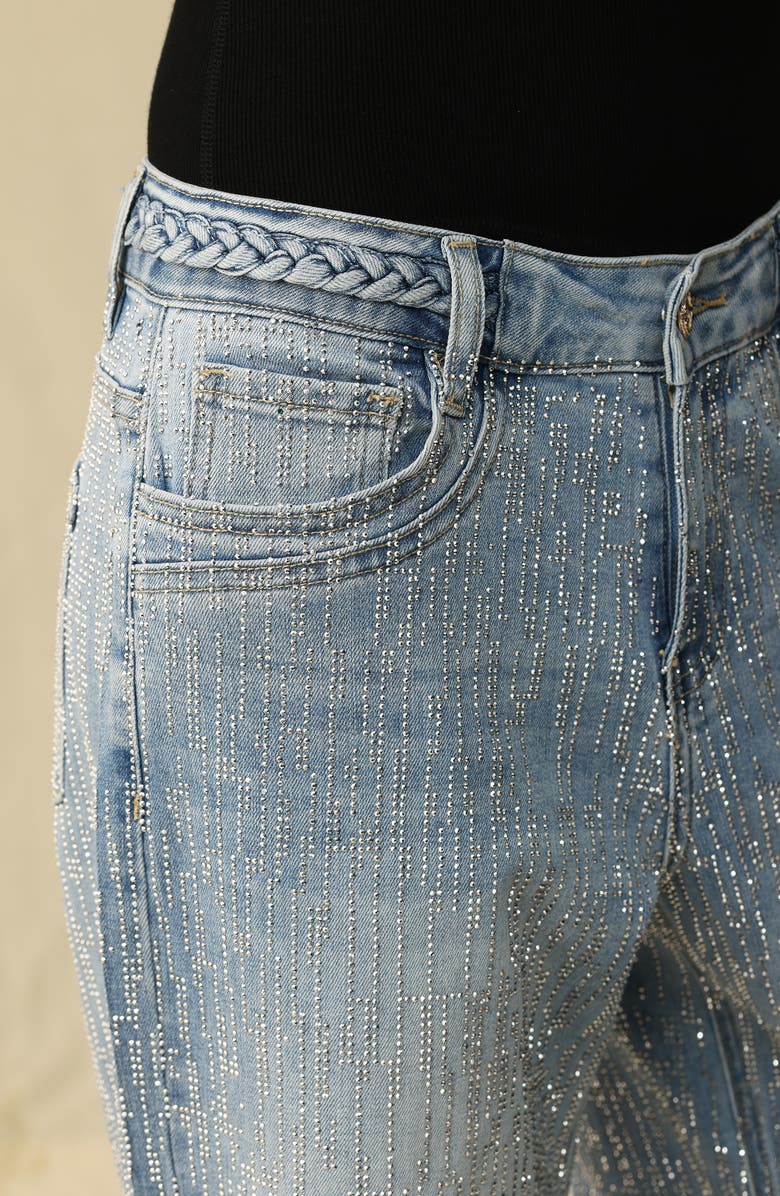 Bayeas Rhinestone Wide Leg Jeans, Alternate, color, 