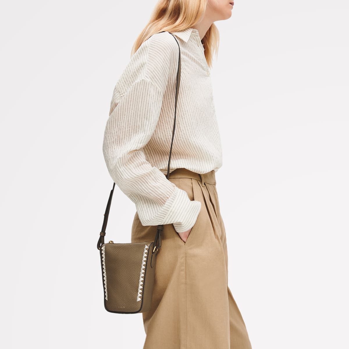 Radley Oak Street - Stitch Medium  Phone Crossbody Bag, Alternate, color, Acorn