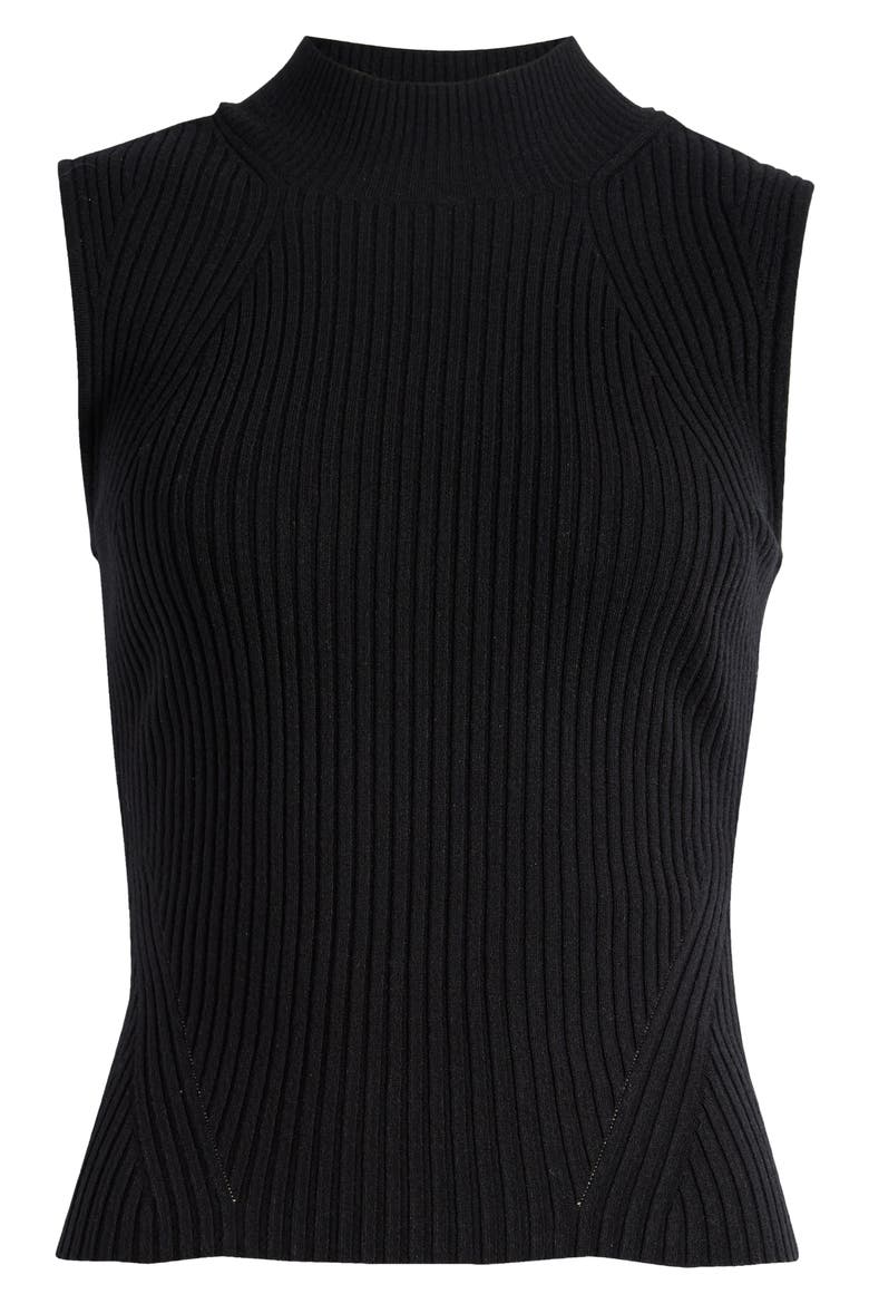 Fidelia Mock Neck Sweater Tank, Alternate, color, BLACK