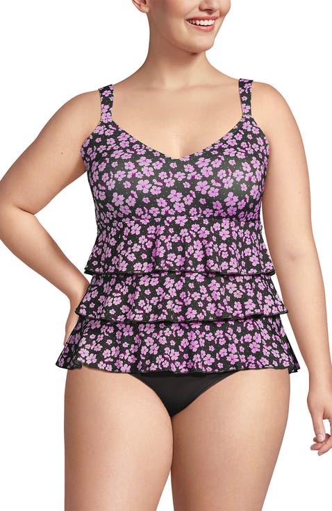 Plus Size Ruffle Fauxkini One Piece Swimsuit
