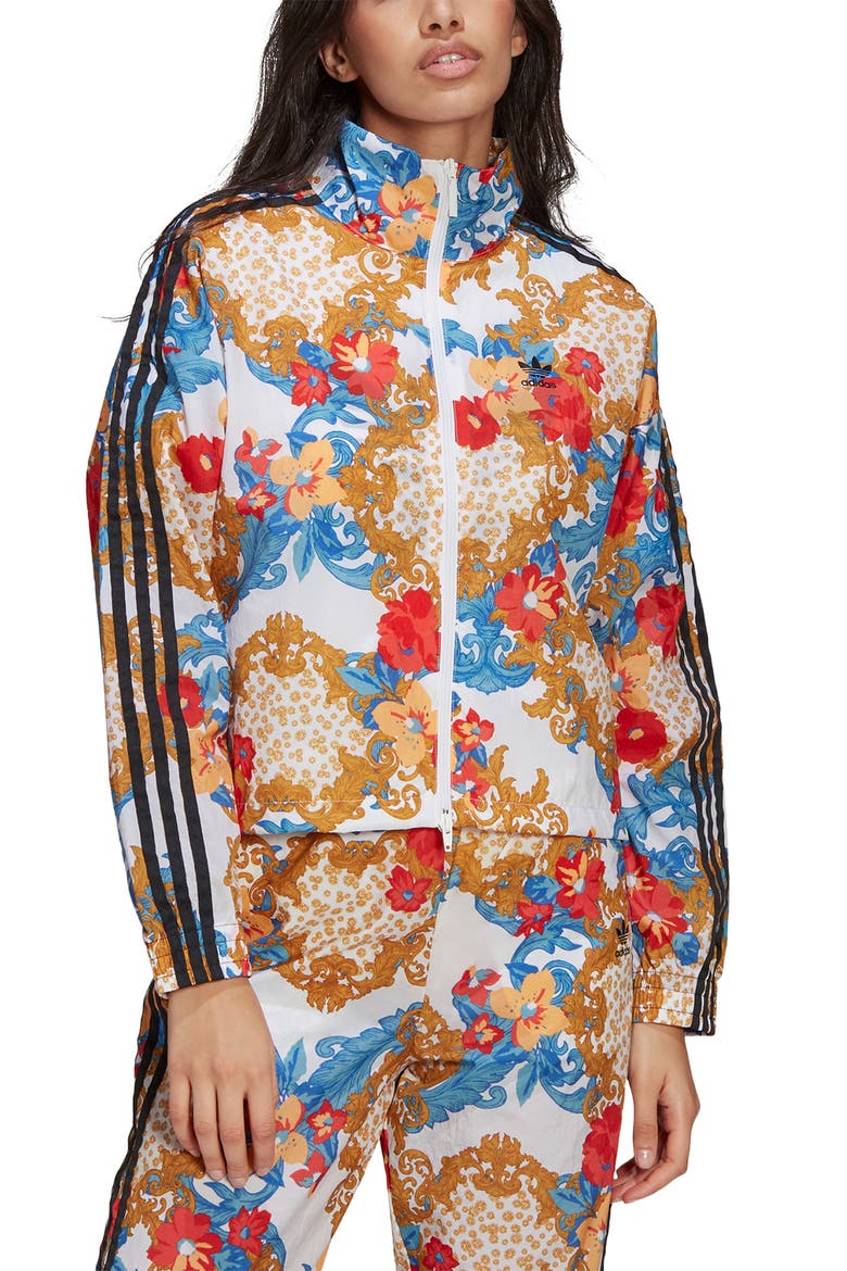 x HER Studio Floral Print Track Jacket, Main, color, WHITE MULTICOLOR