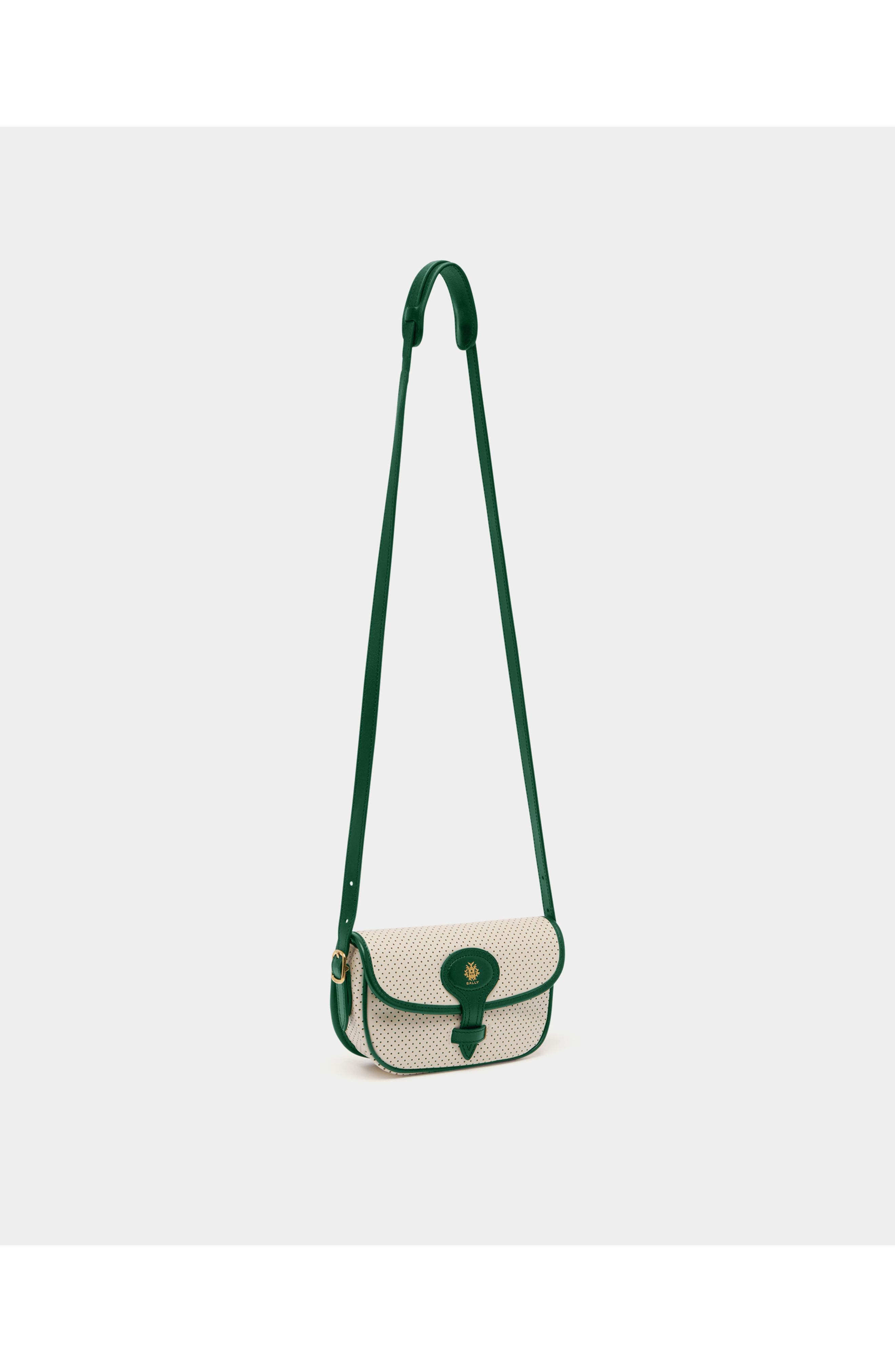 Bally Tennis Collection Minibag in Perforated Leather, Alternate, color, White