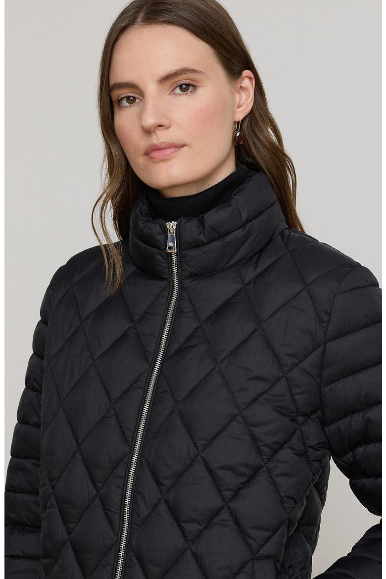 Mixed Quilted Puffer Jacket, Alternate, color, BLACK