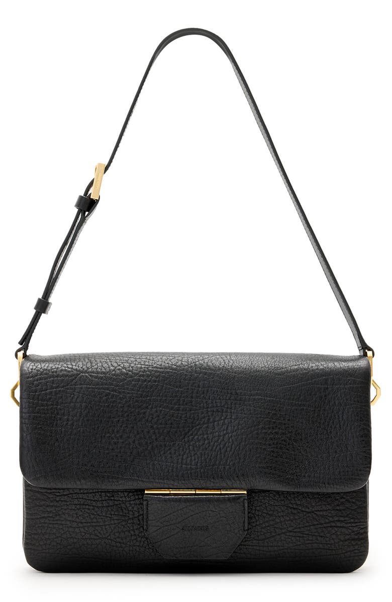 AllSaints Ondine Leather Shoulder Bag, Main, color, Black