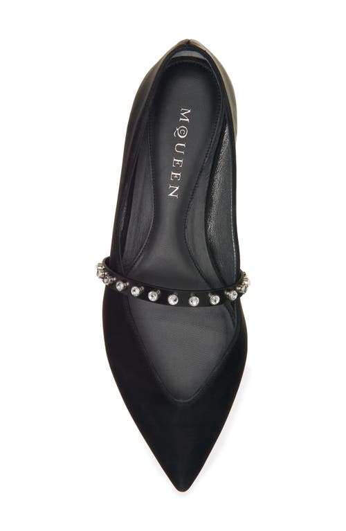 Alexander Mcqueen Mcqueen Crystal Embellished Pointed Toe Mary Jane Flat