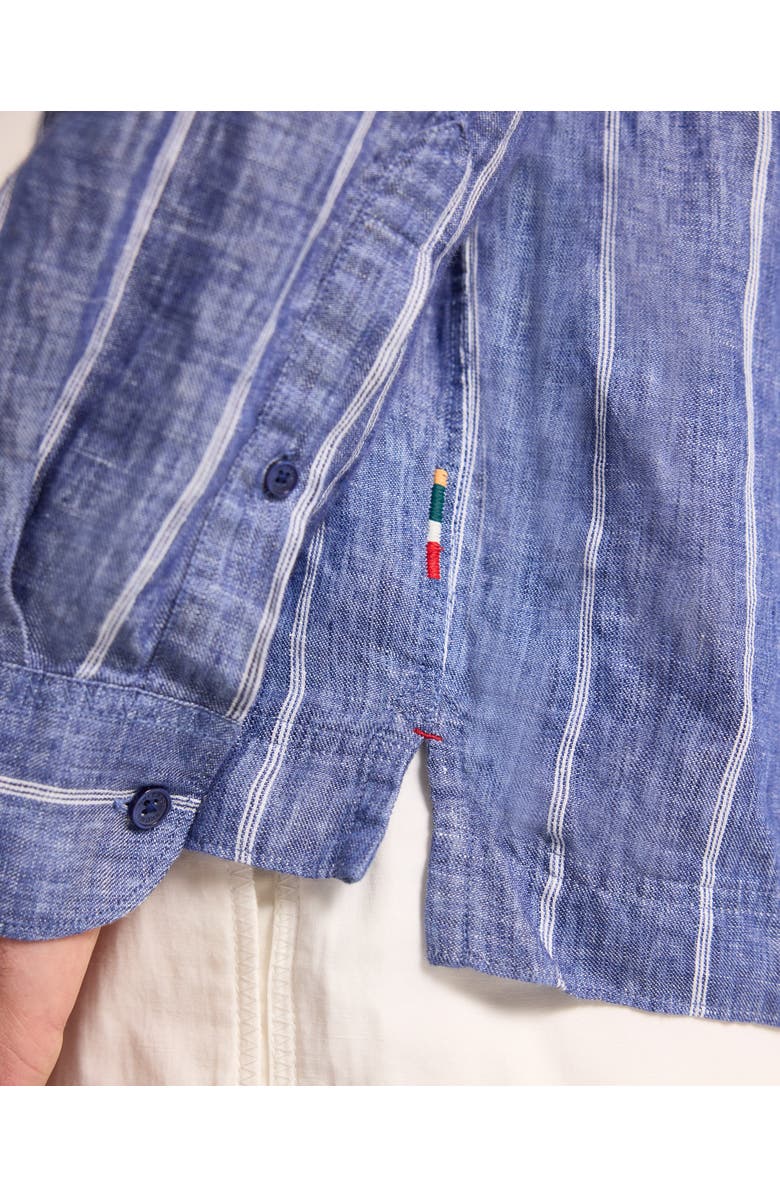 Orlebar Brown Sylvan Lino Relaxed Fit Linen Stripe Shirt, Alternate, color, Nightfall Blue Stripe