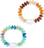 NATASHA 2-Pack Faux Pearl Beaded Bracelet