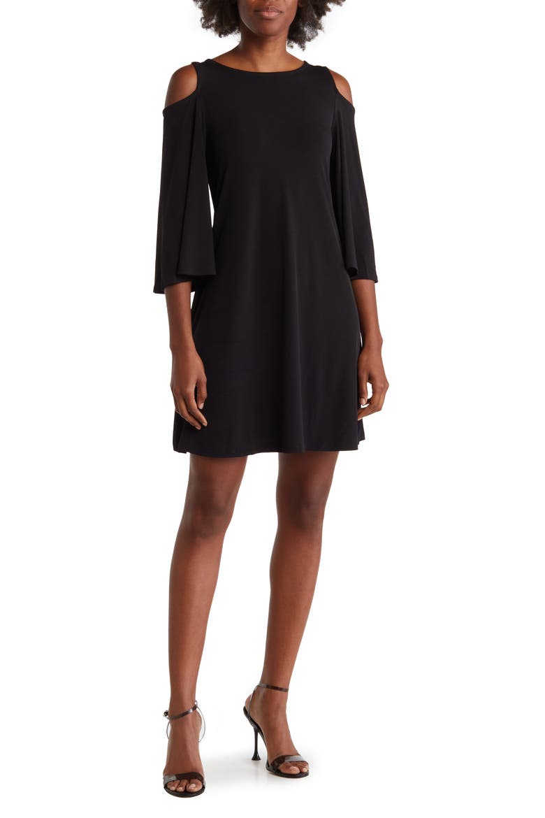 Shoulder Cutout Dress, Main, color, BLACK