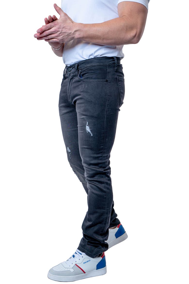 Tipped Athletic Fit Stretch Jeans, Alternate, color, GREY