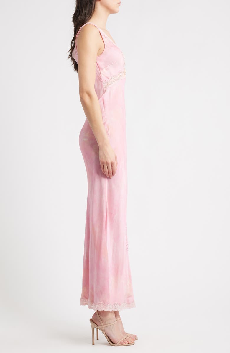 LoveShackFancy Bier Embellished Lace Trim Silk Blend Slipdress, Alternate, color, Pink Ember